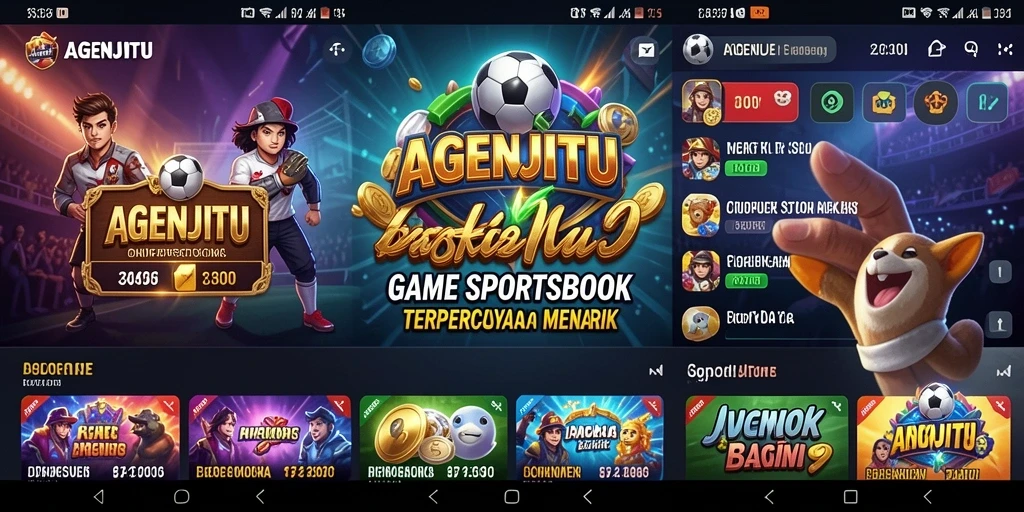 Screenshot AGENJITU menampilkan tampilan antarmuka taruhan olahraga yang menarik.
