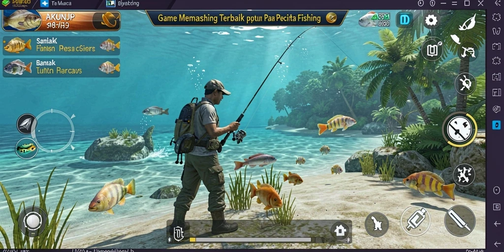 Tampilan gameplay AKUNJP dengan suasana memancing yang realistis dan menantang.