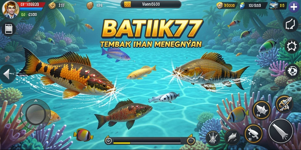 Tampilan gameplay seru dalam BATIK77 saat menembak ikan.
