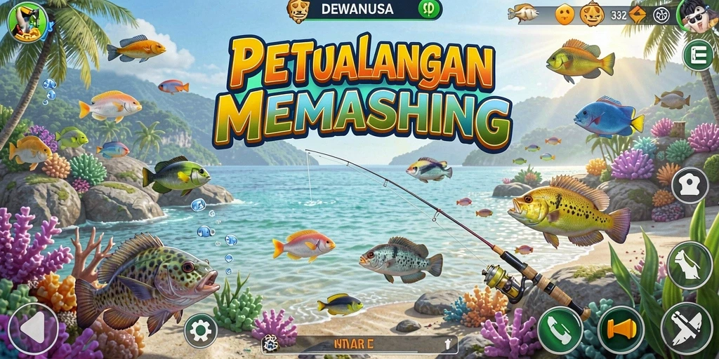 Gameplay memancing yang seru dan menarik dalam DEWANUSA.