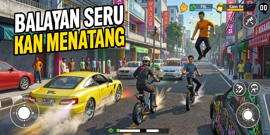 Tampilan gameplay DKK yang menegangkan dan penuh aksi balap.
