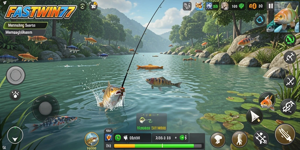 Tampilan gameplay <strong>FASTWIN77</strong> yang menampilkan aksi memancing yang seru.