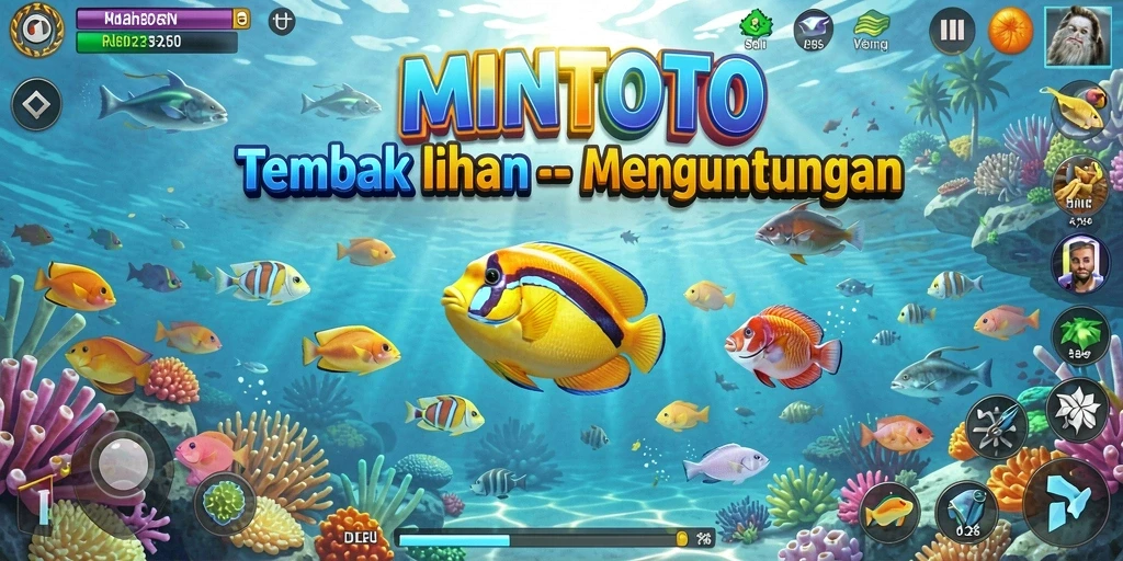 Tampilan menarik dari gameplay MINTOTO saat menembak ikan.
