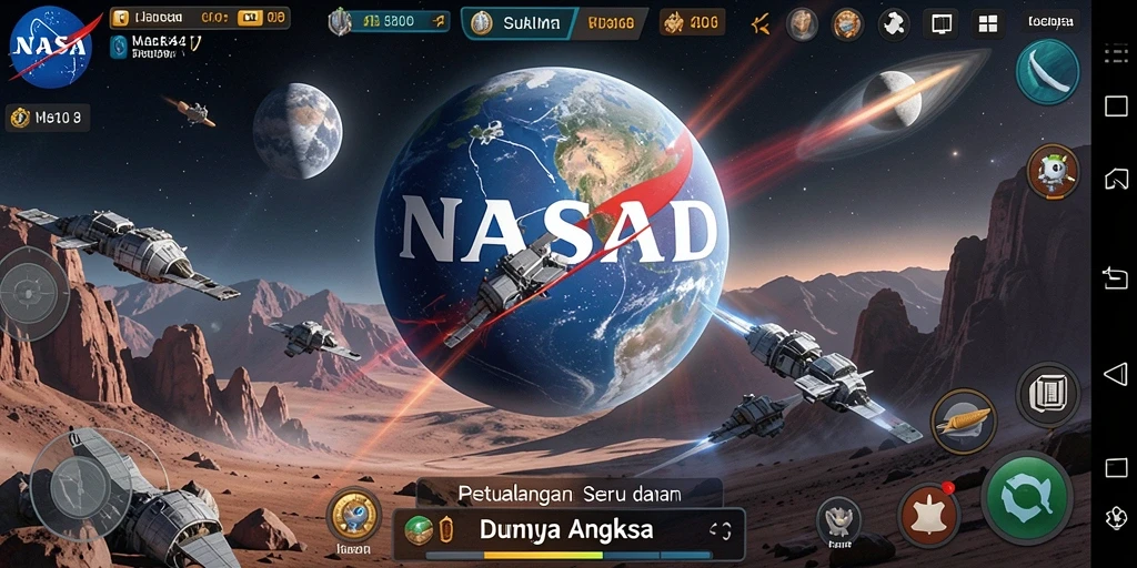 Screenshot gameplay NASA4D menampilkan petualangan luar angkasa yang seru.