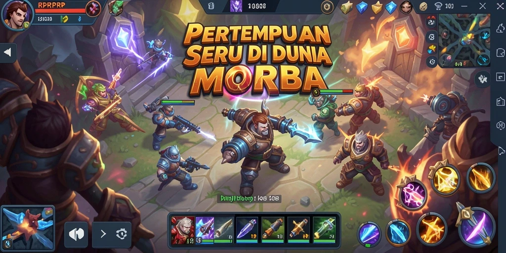 Screenshot aksi intens dari permainan MOBA RPRPRP.