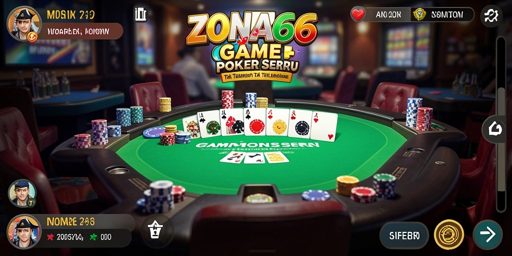 Gameplay menarik ZONA66 dengan pemain yang bersaing di meja poker.